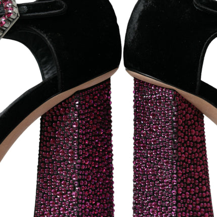 Chaussures de Strass Black Velvet Mary Janes