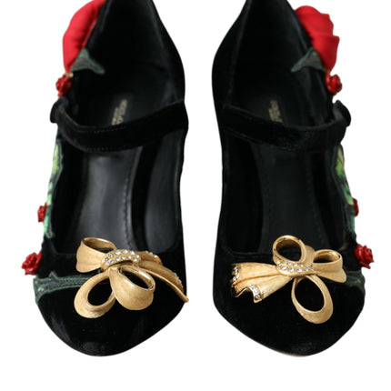 Broche de cristal de rosas negras Mary Jane Zapatos