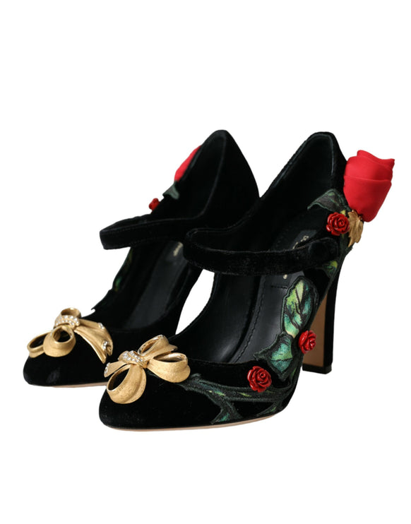 Broche de cristal de rosas negras Mary Jane Zapatos