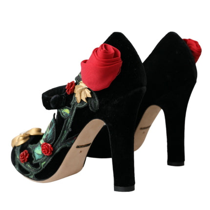 Broche de cristal de rosas negras Mary Jane Zapatos