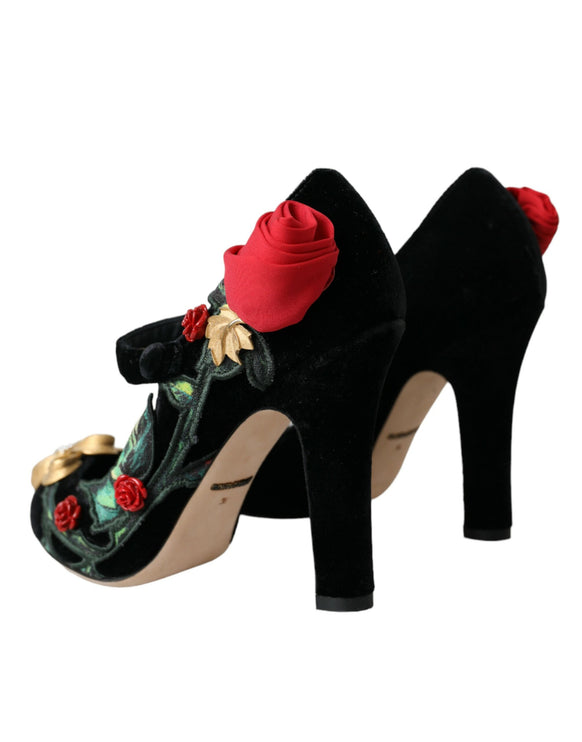 Broche de cristal de rosas negras Mary Jane Zapatos