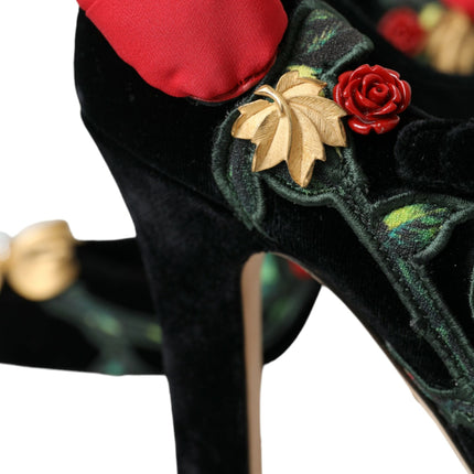 Broche de cristal de rosas negras Mary Jane Zapatos