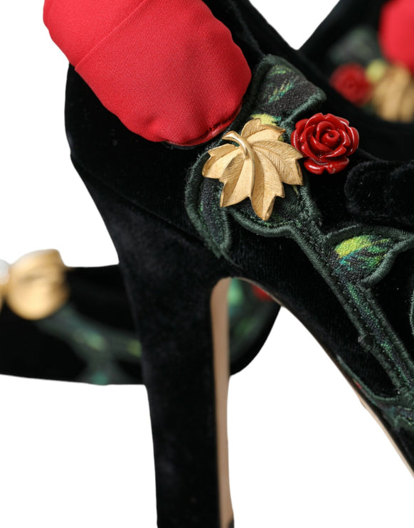 Broche de cristal de rosas negras Mary Jane Zapatos