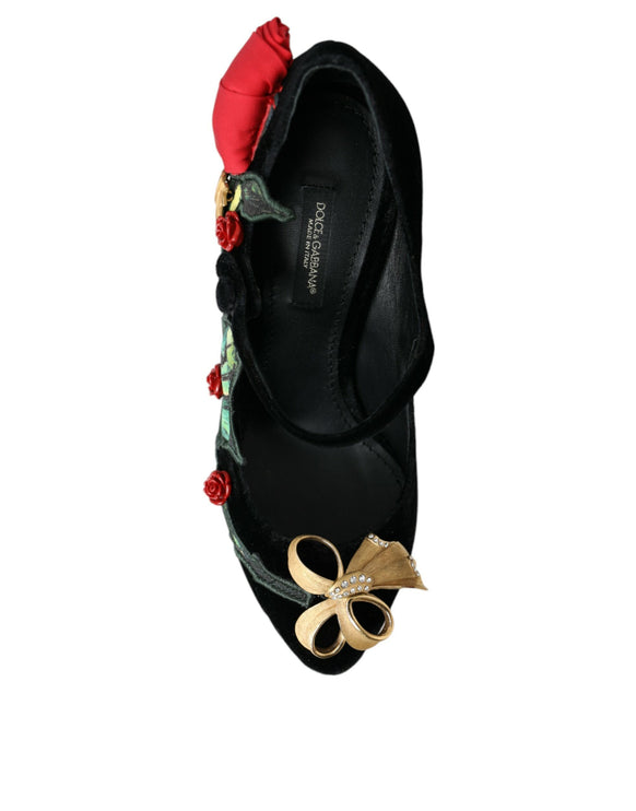 Broche de cristal de rosas negras Mary Jane Zapatos