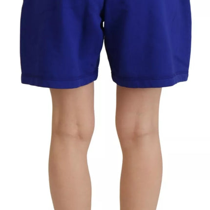 Blue Logo Cotton High Taile Sweats As pash-Ashorts