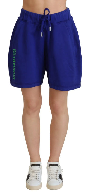 Shorts a vita alta in cotone blu cotone