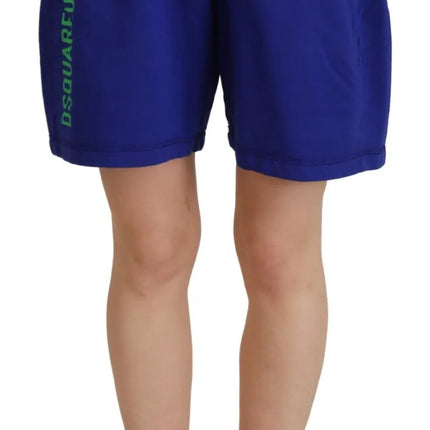 Blue Logo Cotton High Taile Sweats As pash-Ashorts