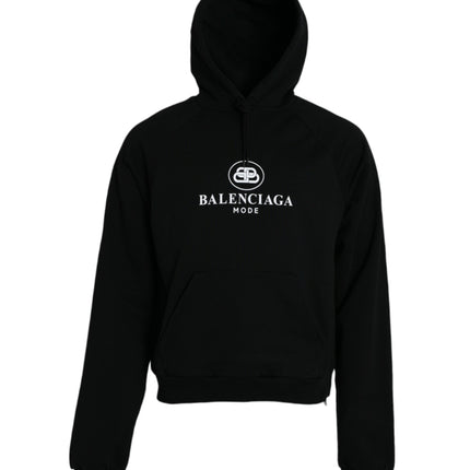 Black Cotton Logo Hooded Pullover Sweatshirt Sweater