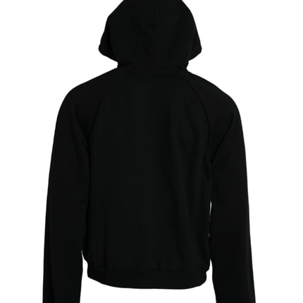 Black Cotton Logo Hooded Pullover Sweatshirt Sweater