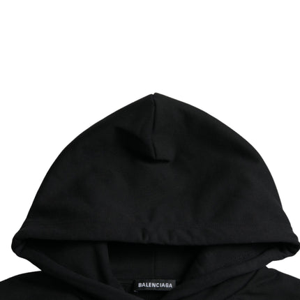 Black Cotton Logo Hooded Pullover Sweatshirt Sweater