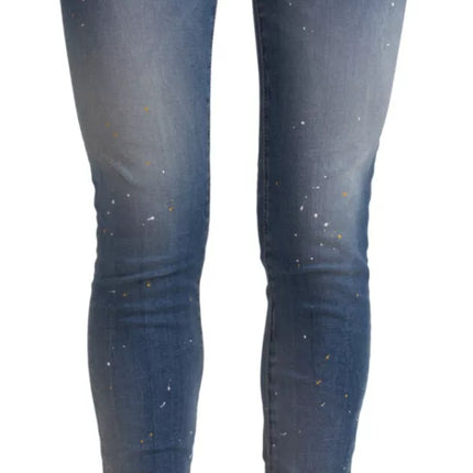 Jeans de mezclilla de twiggy recortada de cintura media azul