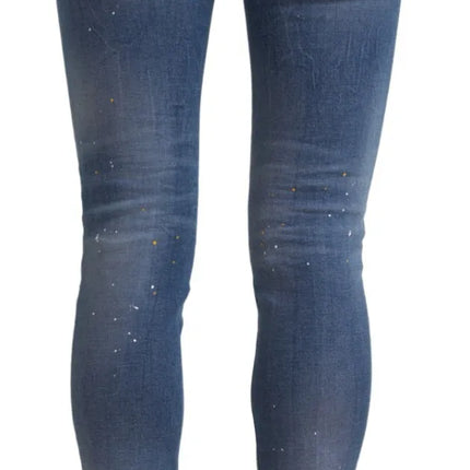 Jeans de mezclilla de twiggy recortada de cintura media azul