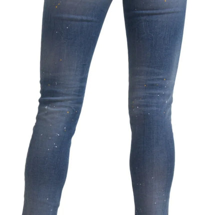 Jeans de mezclilla de twiggy recortada de cintura media azul