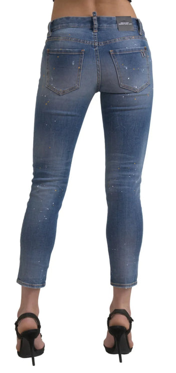 Jeans de mezclilla de twiggy recortada de cintura media azul