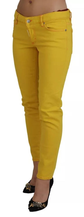 Cotone giallo a bassa vita corto jennifer jeans in denim