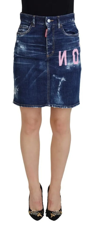 Blue Icon High Taille Denim Mini Boston Jean Rok