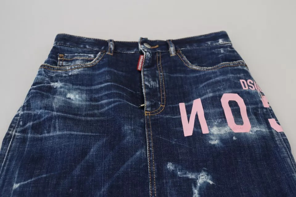 Blue Icon High Taille Denim Mini Boston Jean Rok