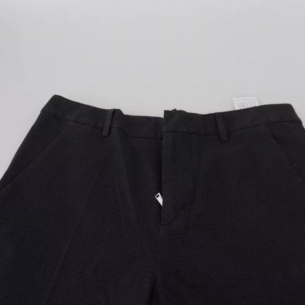 Pantalones rectos de cintura alta a cuadros negros