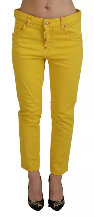 Cotone giallo a basso contenuto di jeans di jeans