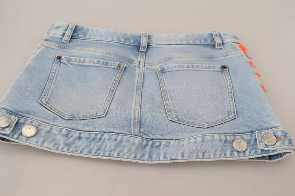 Veelkleurige polyester lage taille A-lijn denimrok rok