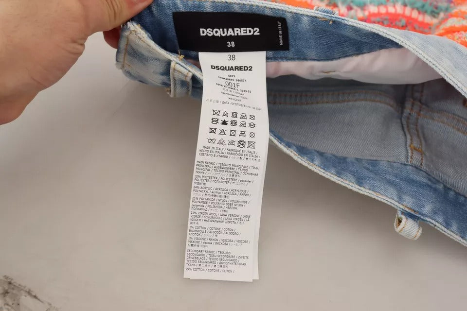 Veelkleurige polyester lage taille A-lijn denimrok rok