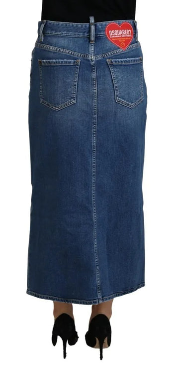 Blauw noodlijdende hoge taille potlood gesneden denimrok