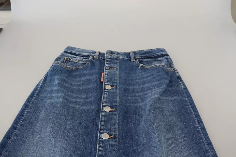 Blauw noodlijdende hoge taille potlood gesneden denimrok