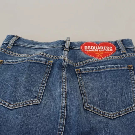 Blauw noodlijdende hoge taille potlood gesneden denimrok