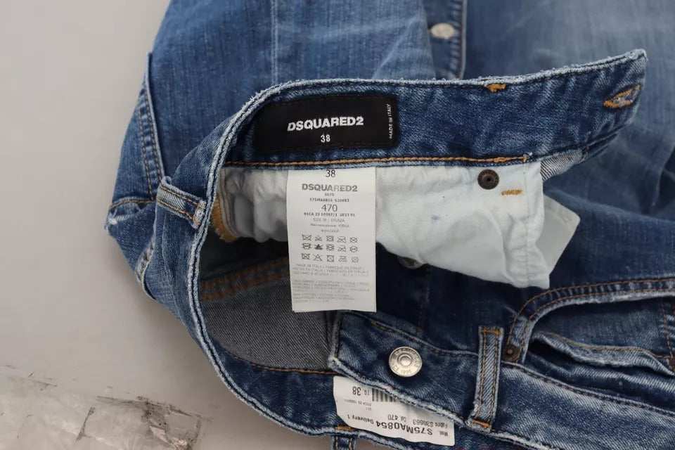 Blauw noodlijdende hoge taille potlood gesneden denimrok