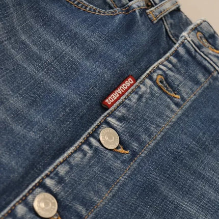 Blauw noodlijdende hoge taille potlood gesneden denimrok