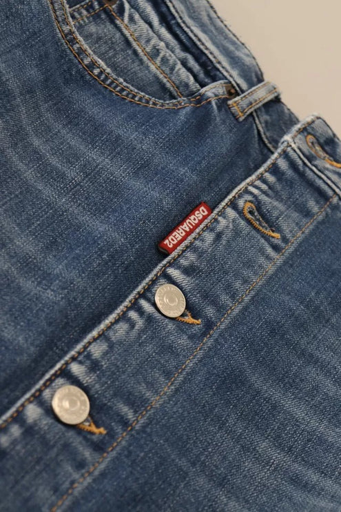 Blauw noodlijdende hoge taille potlood gesneden denimrok