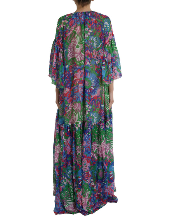 Robe multicolore de Kaftan Maxi Floral Silk Kaftan