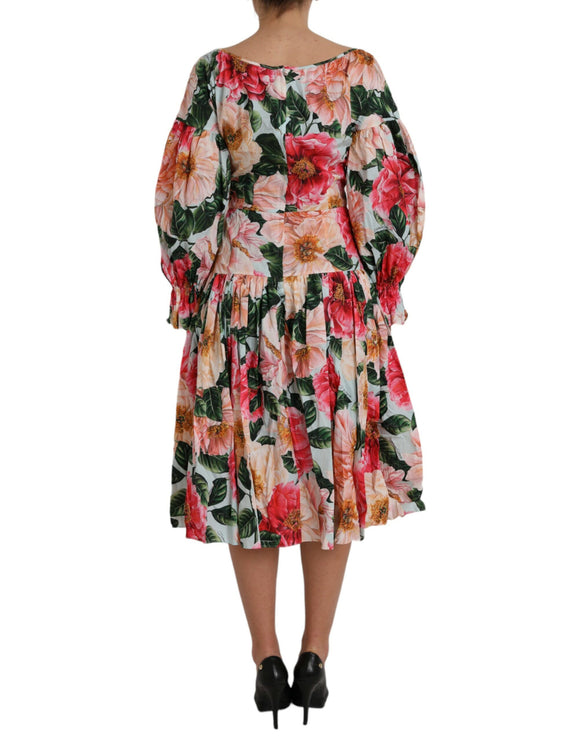 Robe plissée en cotonaline florale multicolore