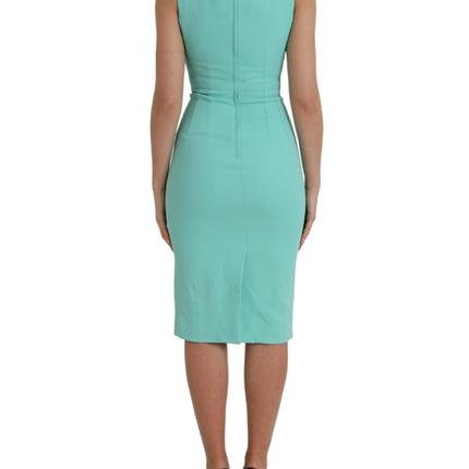 Green Viscose Sleeveless Bodycon Midi Dress