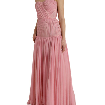 Robe de robe rose sans bretelles maxi maxi A-line