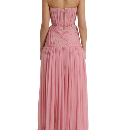 Robe de robe rose sans bretelles maxi maxi A-line