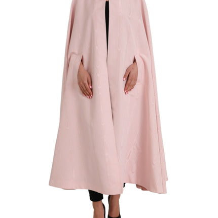 Light Pink Silk Long Maxi Cape Coat Jacket