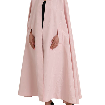 Light Pink Silk Long Maxi Cape Coat Jacket