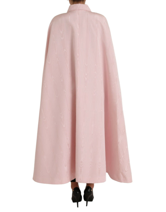 Light Pink Silk Long Maxi Cape Coat Jacket