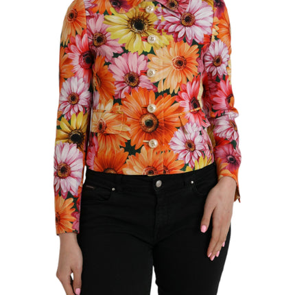 Veste de blouson à manteau floral à floral multicolore