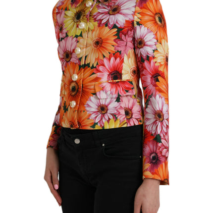 Veste de blouson à manteau floral à floral multicolore