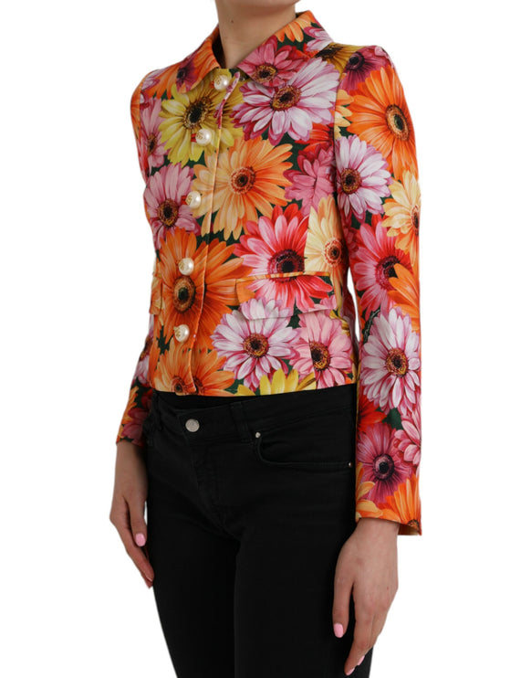 Veste de blouson à manteau floral à floral multicolore