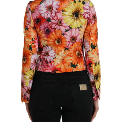 Veste de blouson à manteau floral à floral multicolore