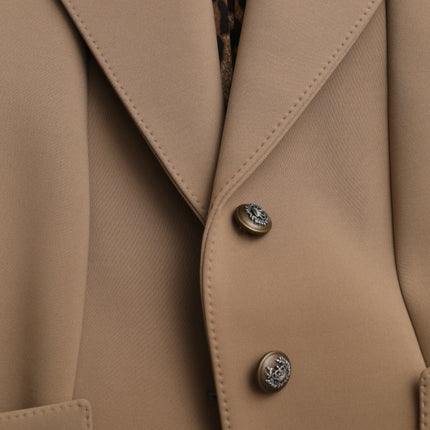 Brown Button Down Long Trench Coat Jacket