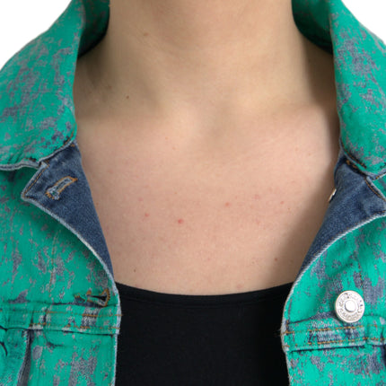 Veste en jean recadré en coton vert