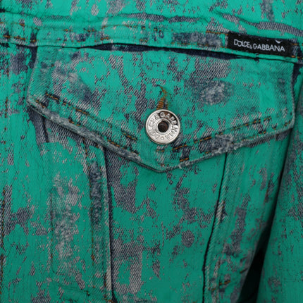 Veste en jean recadré en coton vert