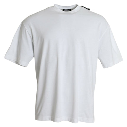 Off White Cotton Jersey Round Neck T-shirt