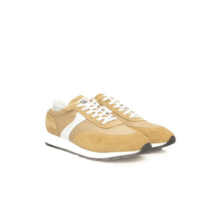 Sneaker en cuir de veau beige