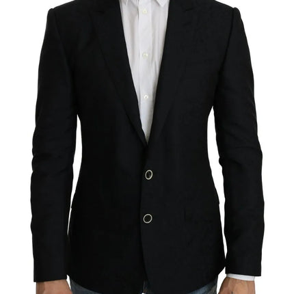 Blue Jacquard Slim Floral Jacket Blazer