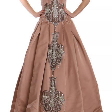 Robe de robe de bal de lustre en soie rose rose rose